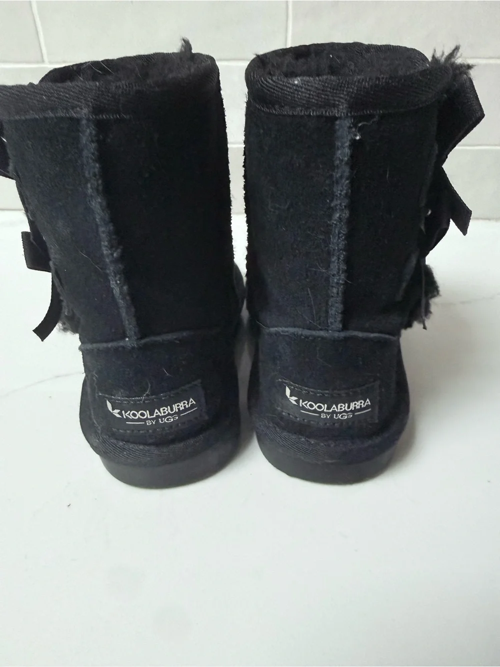 Koolaburra Ugg Black Bow Shearling Lined Boots